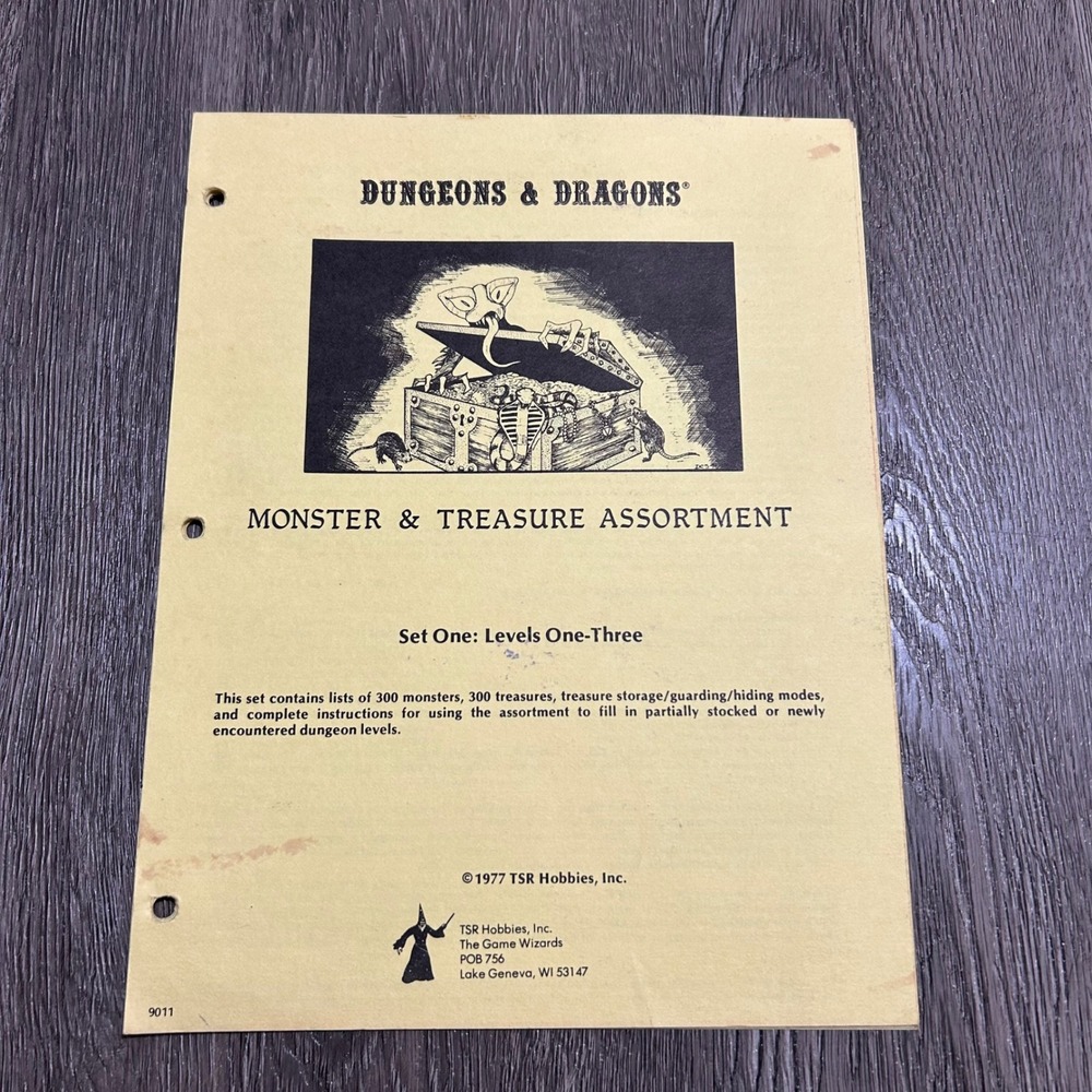 TSR Dungeons Dragons Monster Treasure Assortment Set One 1977 Vintage RPG
